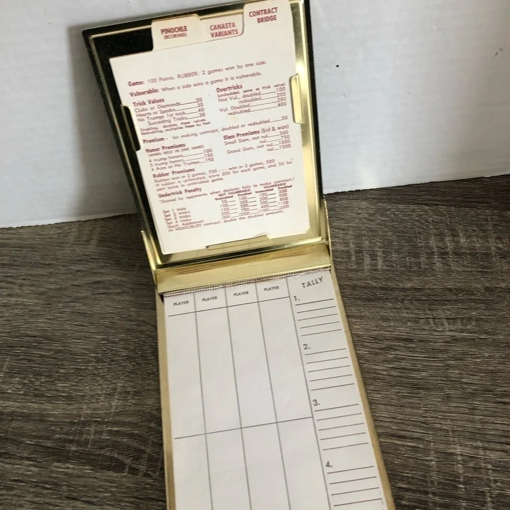 Vtg Park Sherman Card Games Score  Pad